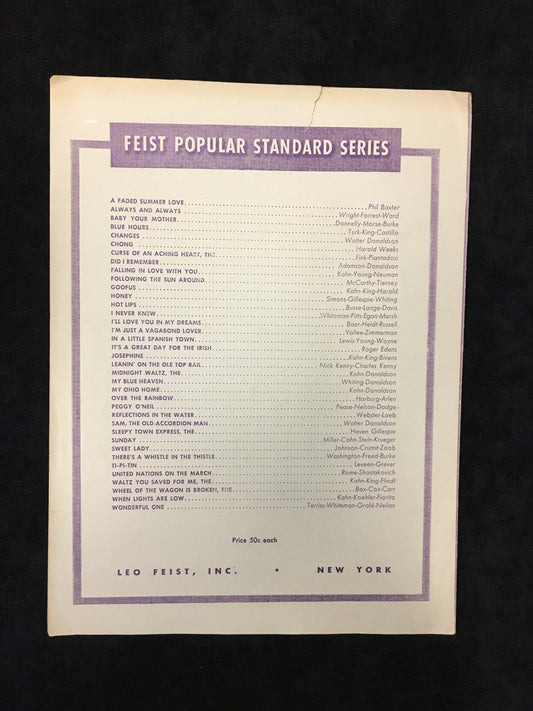 Three O'Clock in the Morning by Julian Robledo Words by Dorothy Terriss Feist Popular Standard Series 1912