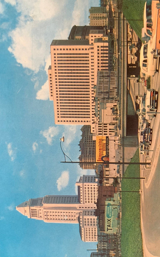 Civic Center, Los Angeles, California CA Hollywood Freeway Vintage Plastichrome Postcard