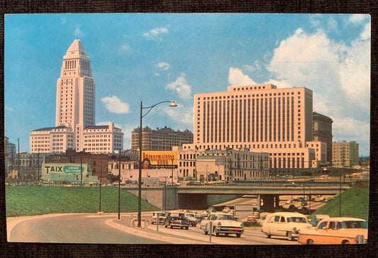 Civic Center, Los Angeles, California CA Hollywood Freeway Vintage Plastichrome Postcard
