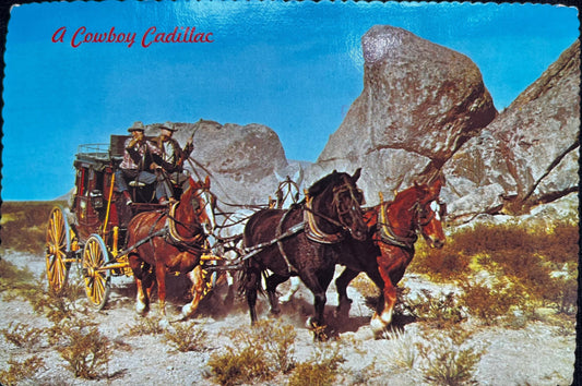 A Cowboy Cadillac - When Stage Coach was only Way to Fly, color by American Airlines - Vintage Postcard 1980s