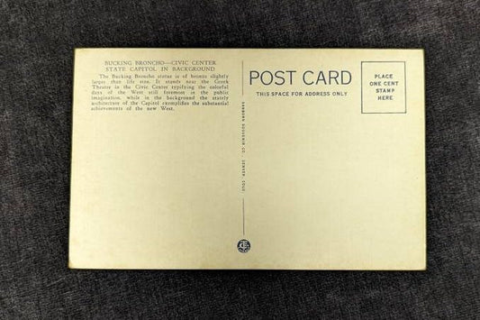 The Bronco Buster - State Capitol - Denver, Colorado - 1940s Linen Postcard