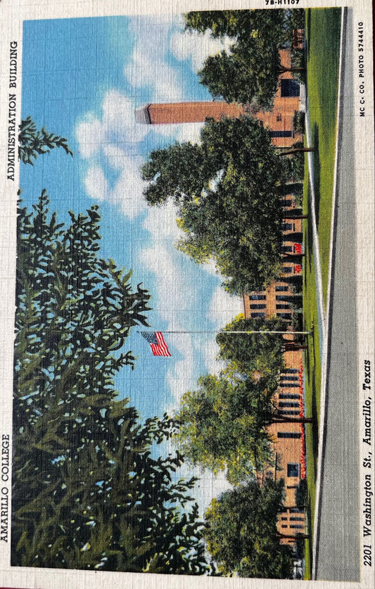 Amarillo College Administration Building - Amarillo, Texas - 1951 Linen Postcard