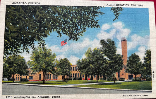 Amarillo College Administration Building - Amarillo, Texas - 1951 Linen Postcard