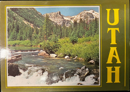 Utah River and Mountainside - Retro Postcard 1980s