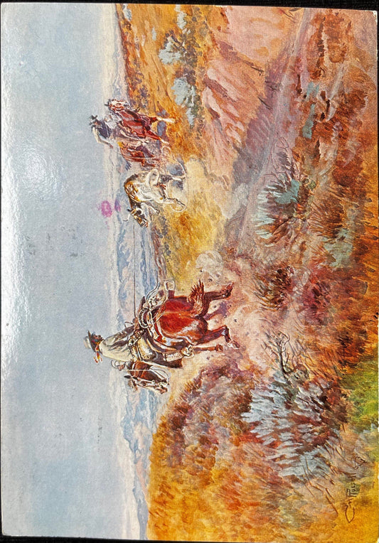 When Cows Were Wild, Charles Russel Art - Retro Postcard 1980s