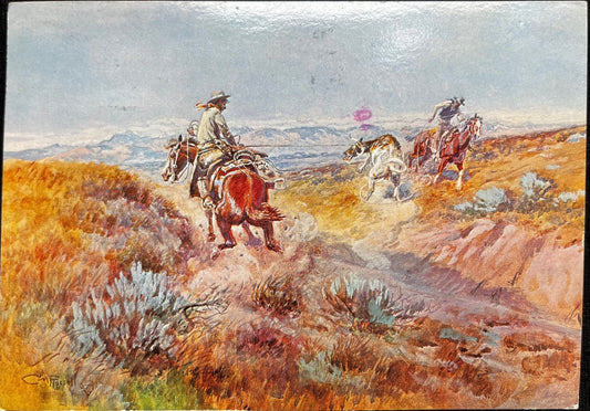 When Cows Were Wild, Charles Russel Art - Retro Postcard 1980s