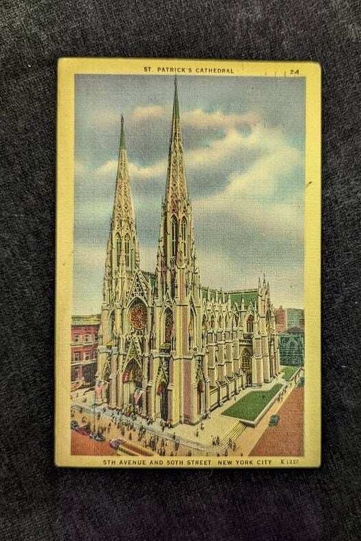 St. Patrick's Cathedral, New York City, New York - Vintage Linen Postcard