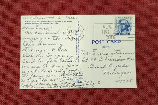 University of Michigan - Museum Exhibit - Plains Native American Encampment Vintage Postcard