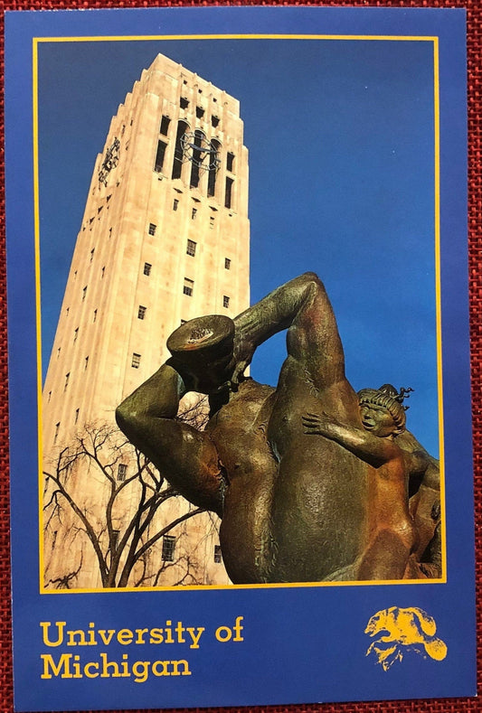 University of Michigan Burton Memorial Barillon Tower Vintage Postcard