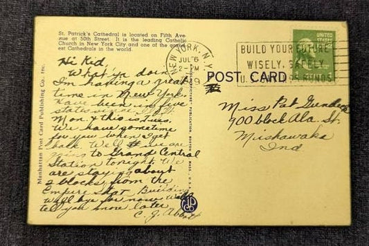St. Patrick's Cathedral, New York City, New York - Vintage Linen Postcard