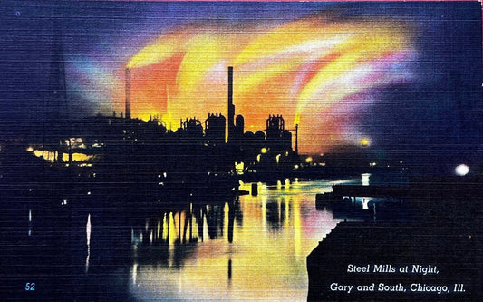 Steel Mills at Night - Gary and South, Chicago, Illinois - 1940