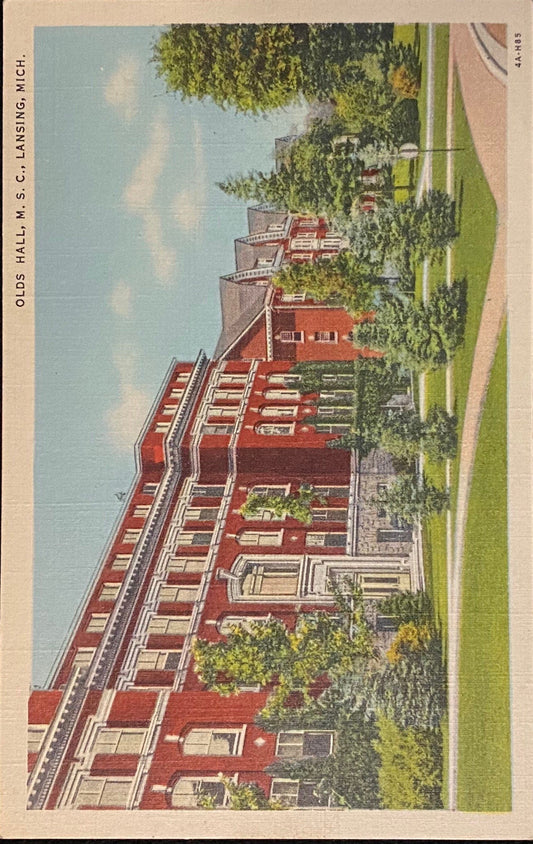 Olds Hall, M.S.C., Lansing, Michigan - 1934 Linen Postcard