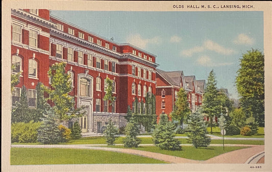 Olds Hall, M.S.C., Lansing, Michigan - 1934 Linen Postcard