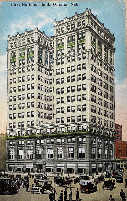 First National Bank, Omaha, Nebraska - Vintage Highrise Bank Postcard