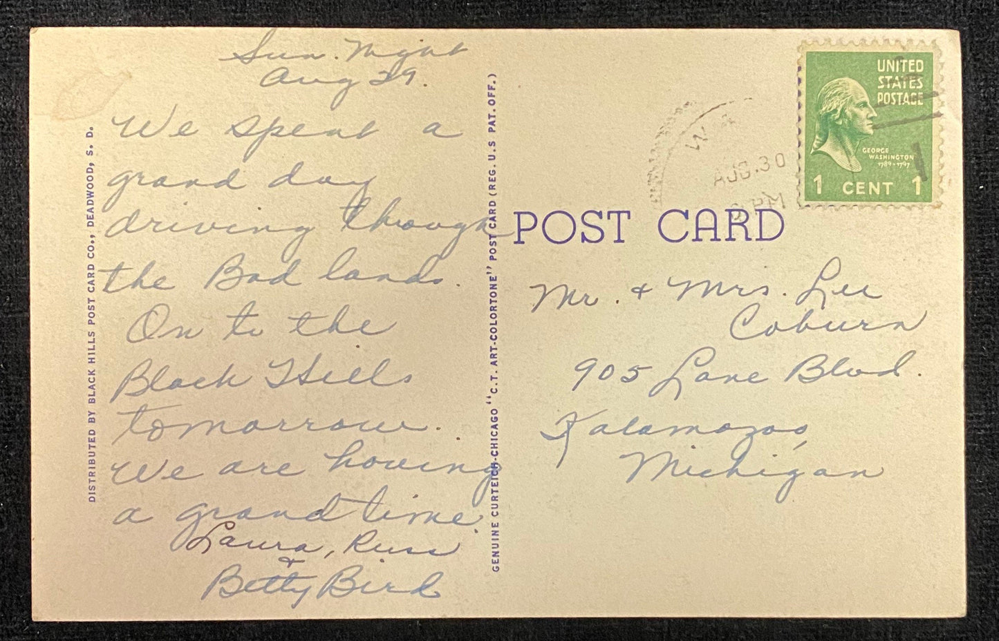 S Curve on Highway - Bad Lands, South Dakota - 1934 Linen Postcard