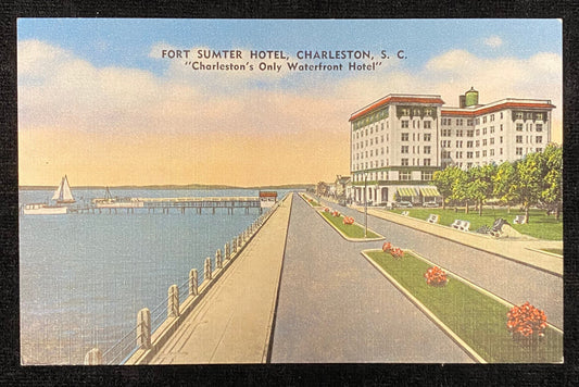 Fort Sumter Hotel, Charleston, South Carolina - 1940s Linen Postcard- 2 Available, sold Separately
