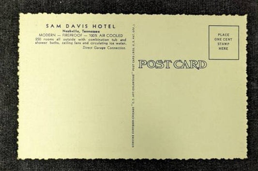 Sam Davis Hotel - 7th Ave. At Commerce - Nashville, Tennessee - Vintage Postcard