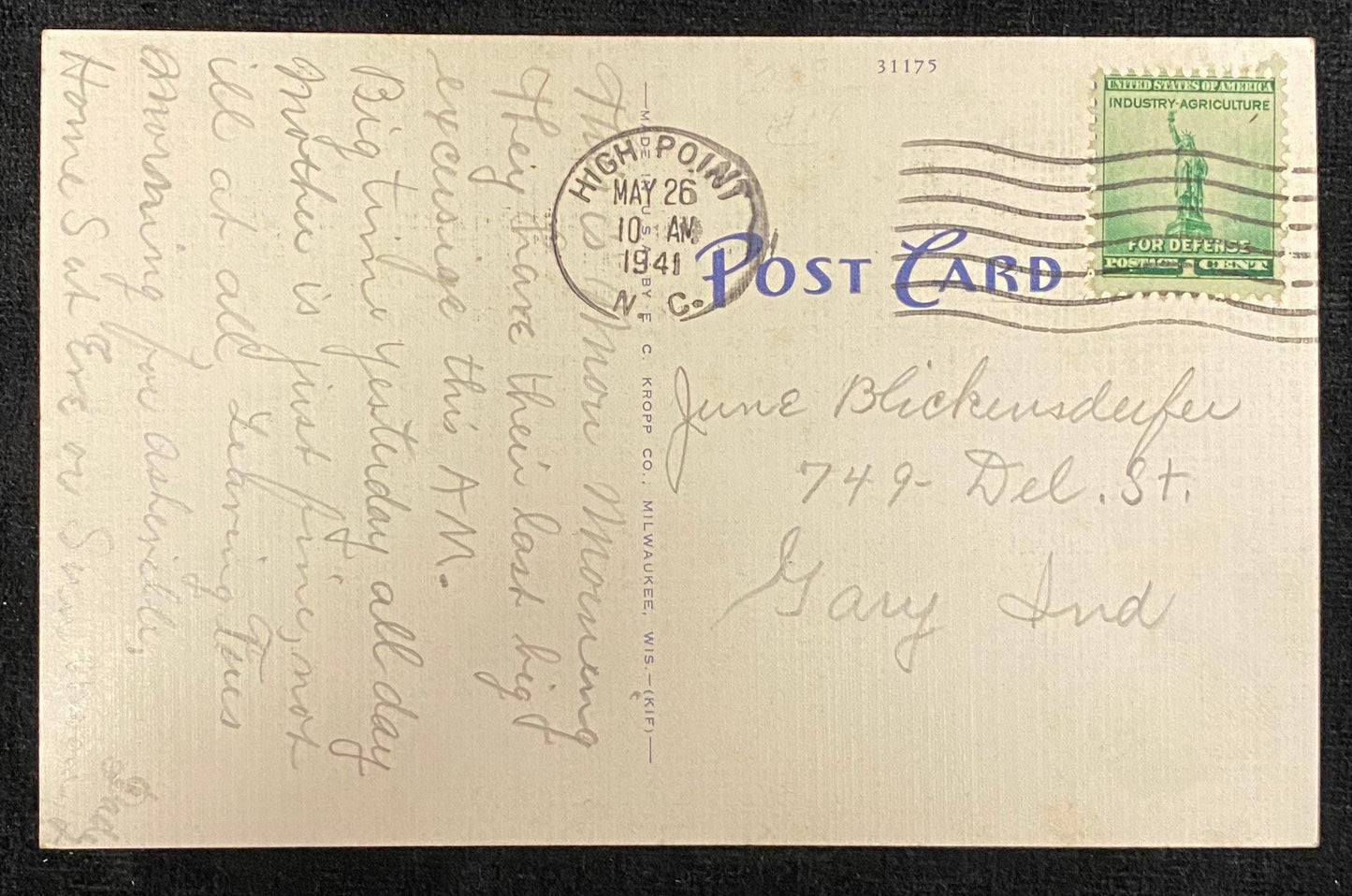 Municipal Swimming Pool - High Point, North Carolina - 1930s Linen Postcard