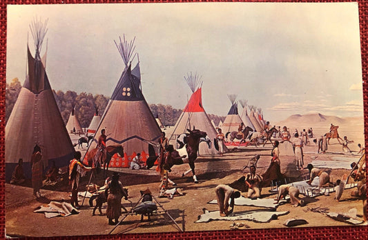 University of Michigan - Museum Exhibit - Plains Native American Encampment Vintage Postcard