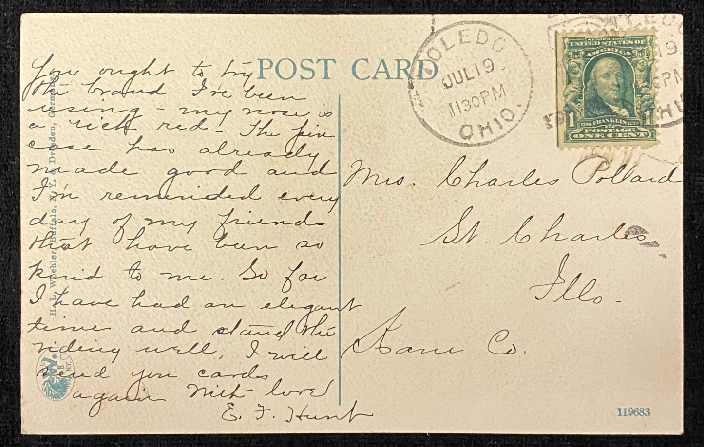 Collingwood Avenue - Toledo, Ohio - 1908 Postcard