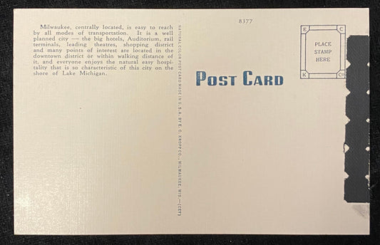 Milwaukee Depot - Milwaukee, Wisconsin - 1940s Linen Postcard