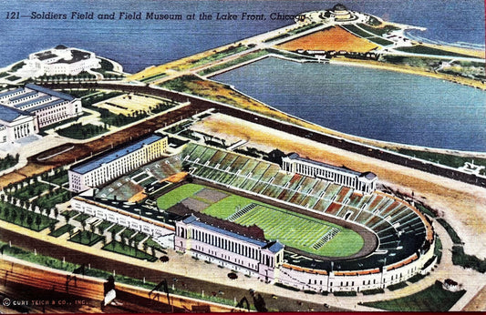 Soldiers Field - Field Museum - Lake Front, Chicago, Illinois - 1941 Linen Postcard