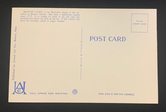 Front: 127 - Boston Light, Boston Harbor, Boston, Mass Back: Boston Light is on Brewsters Island at 