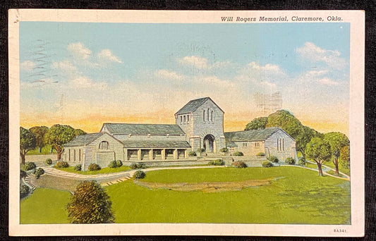 Will Roger Memorial, Claremore, Oklahoma - Vintage Postcard