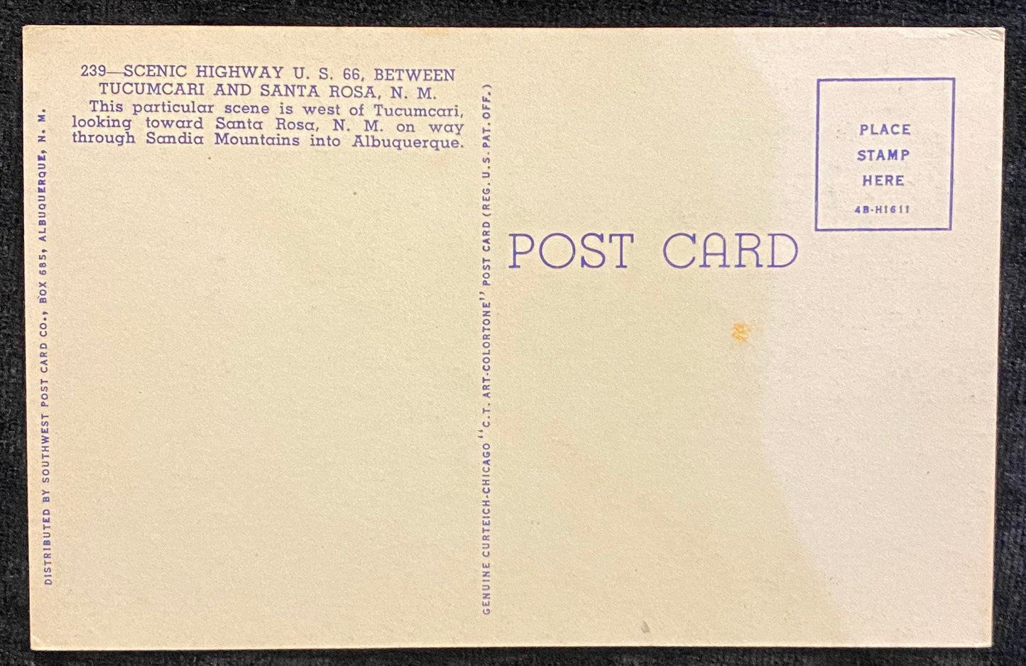 Scenic Highway U.S. 66 - Tucumcari - Santa Rosa, New Mexico - 1944 Linen Postcard