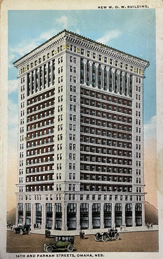 New W.O.W. Building, 14th and Farnam Streets, Omaha, Nebraska - Vintage Postcard