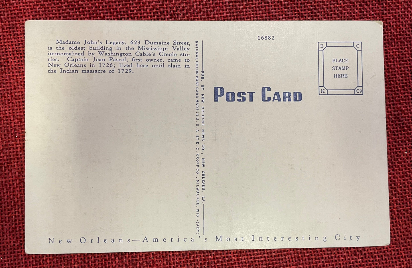 Madame John's Legacy, French Quarter, New Orleans, Louisiana - Vintage Postcard