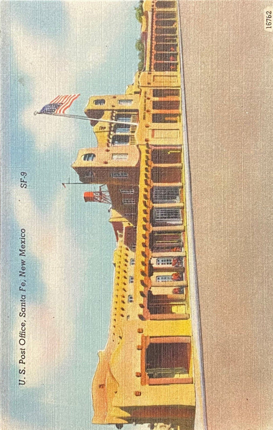 U.S. Post Office, Santa Fe, New Mexico - 1940s Linen Postcard