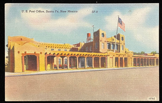 U.S. Post Office, Santa Fe, New Mexico - 1940s Linen Postcard