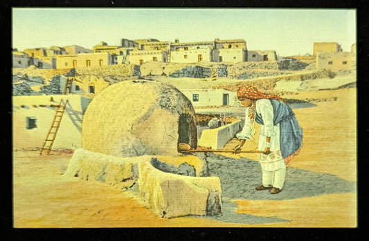 Pueblo Indian Woman Baking Bread, New Mexico