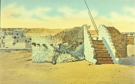 Pueblo Indian Estufa or Kiva, New Mexico - Vintage Postcard