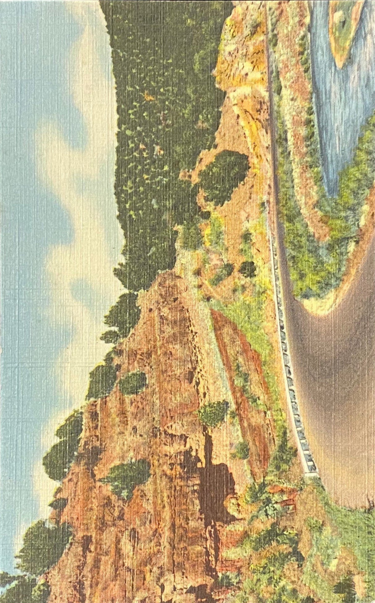 Cedro Canyon Scenic Spot, East of Albuquerque, New Mexico - Linen Postcard