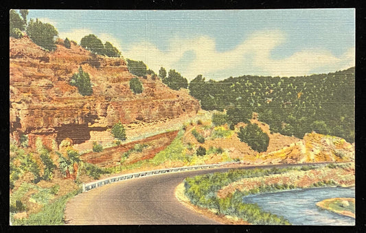 Cedro Canyon Scenic Spot, East of Albuquerque, New Mexico - Linen Postcard