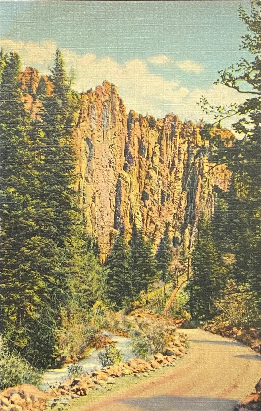 Palisades in Cimarron Canyon, New Mexico - 1937 Linen Postcard