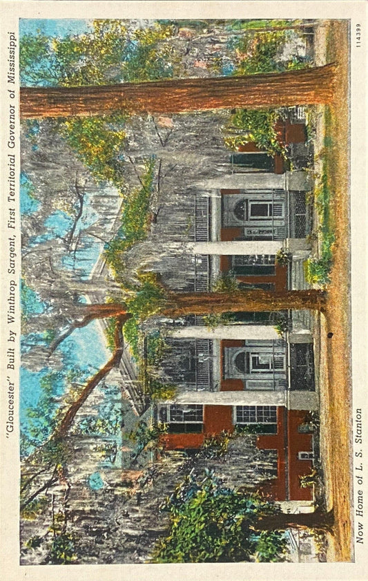 Gloucester Built by Winthrop Sargent, First Territorial Governor of Mississippi - 1940s Linen Postcard