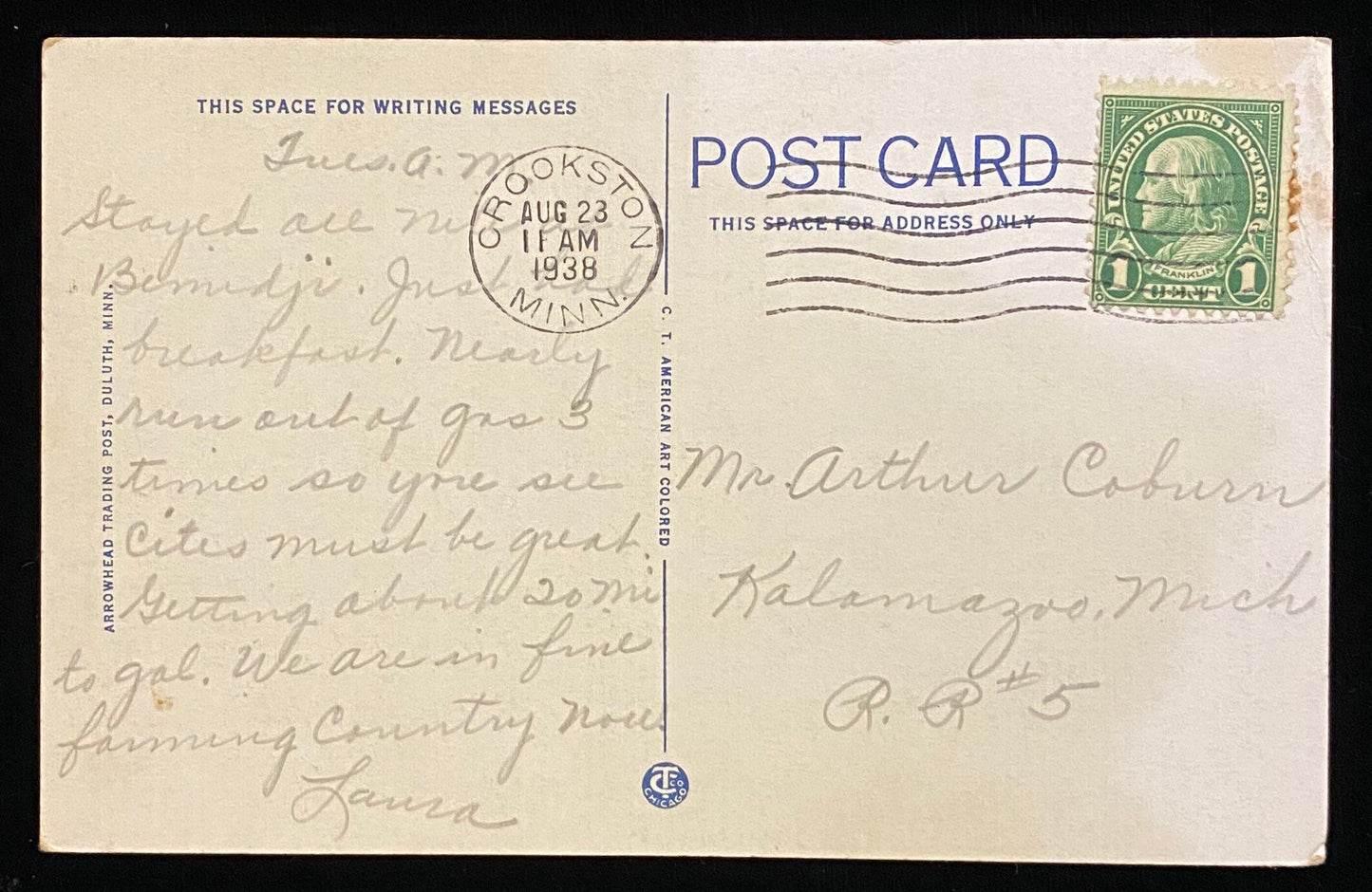 High School - Crookston, Minnesota - 1930s Linen Postcard