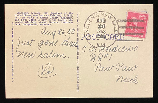 Abraham Lincoln - 1950s Linen Postcard