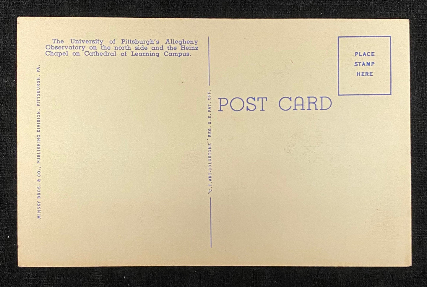University of Pittsburgh - Allegheny - Observatory - Heinz Memorial Chapel - Pennsylvania - 1937 Linen Postcard