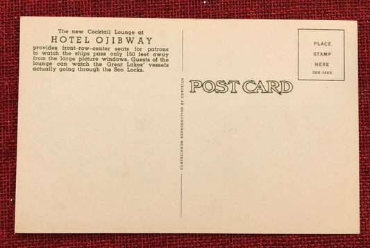 The New Cocktail Lounge at Hotel Ojibway, Sault Ste. Marie, Michigan Vintage Postcard