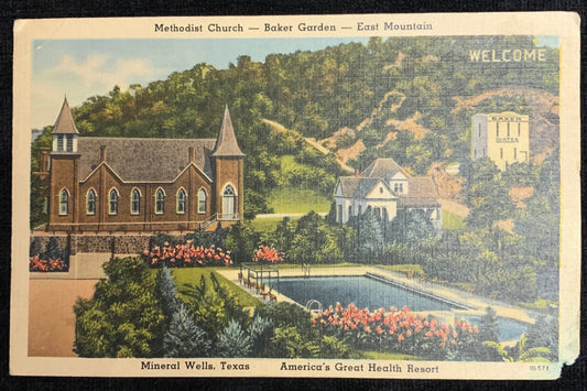 Methodist Church - Baker Garden - East Mountain - Mineral Wells, Texas - Vintage Postcard