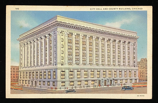 City Hall and County Building - Chicago, Illinois - 1934 Linen Postcard