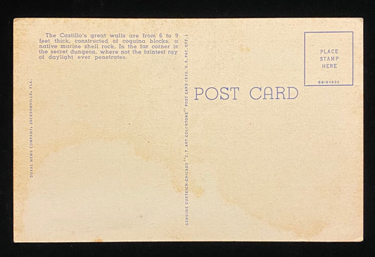 Dungeons - Castillo de San Marcos National Monument - St. Augustine, Florida -  1948 Linen Postcard