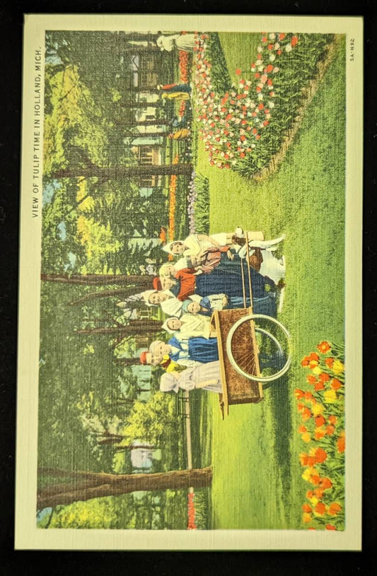 View of Tulip Time in Holland, Michigan - Vintage Postcard - Traditional Dutch Dressing