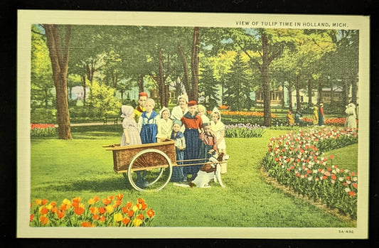 View of Tulip Time in Holland, Michigan - Vintage Postcard - Traditional Dutch Dressing