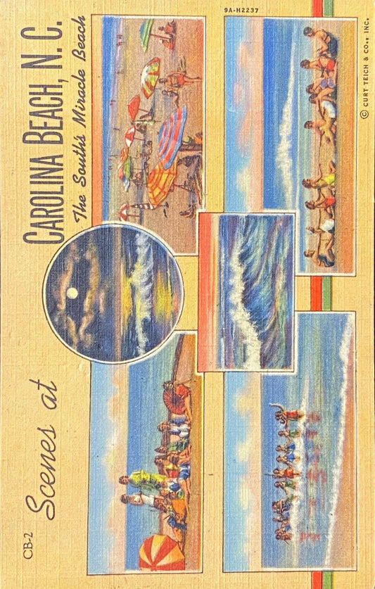 Scenes at Carolina Beach, North Carolina, The South's Miracle Beach - 1939 Linen Postcard
