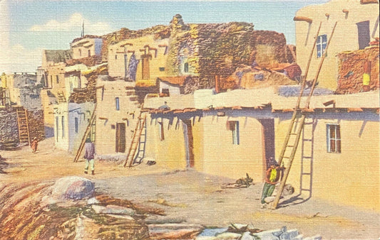 Hopi Indian Pueblo, Arizona - 1940 Linen Postcard